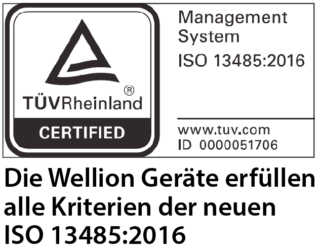 Logo Wellion Messgeräte erfüllen ISO13485:2016 / TÜV Rheinland