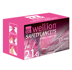 Wellion Safetylancets 21G Wellion Safetylancets 21G - Ideal bei Sehproblemen, verminderter Feinmotorik und für ältere Menschen. Schnelle und einfache Handhabung. Sanft und sicher. Minimierte Schmerzen durch ultra-scharfe Nadel. Perfekt für medizinisches Fachpersonal, Krankenhäuser und Pflegeheime. Steril und Vermeidung von Stichverletzungen. Foto