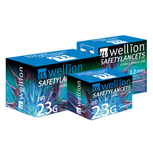 Wellion Safetylancets 23G Wellion Safetylancets 23G - Ideal bei Sehproblemen, verminderter Feinmotorik und für ältere Menschen. Schnelle und einfache Handhabung. Sanft und sicher. Minimierte Schmerzen durch ultra-scharfe Nadel. Perfekt für medizinisches Fachpersonal, Krankenhäuser und Pflegeheime. Steril und Vermeidung von Stichverletzungen. Foto