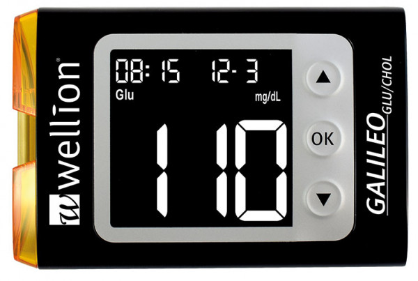 Wellion GALILEO GLU/CHOL Messgerät für Blutzucker und Cholesterin mit großen Ziffern
